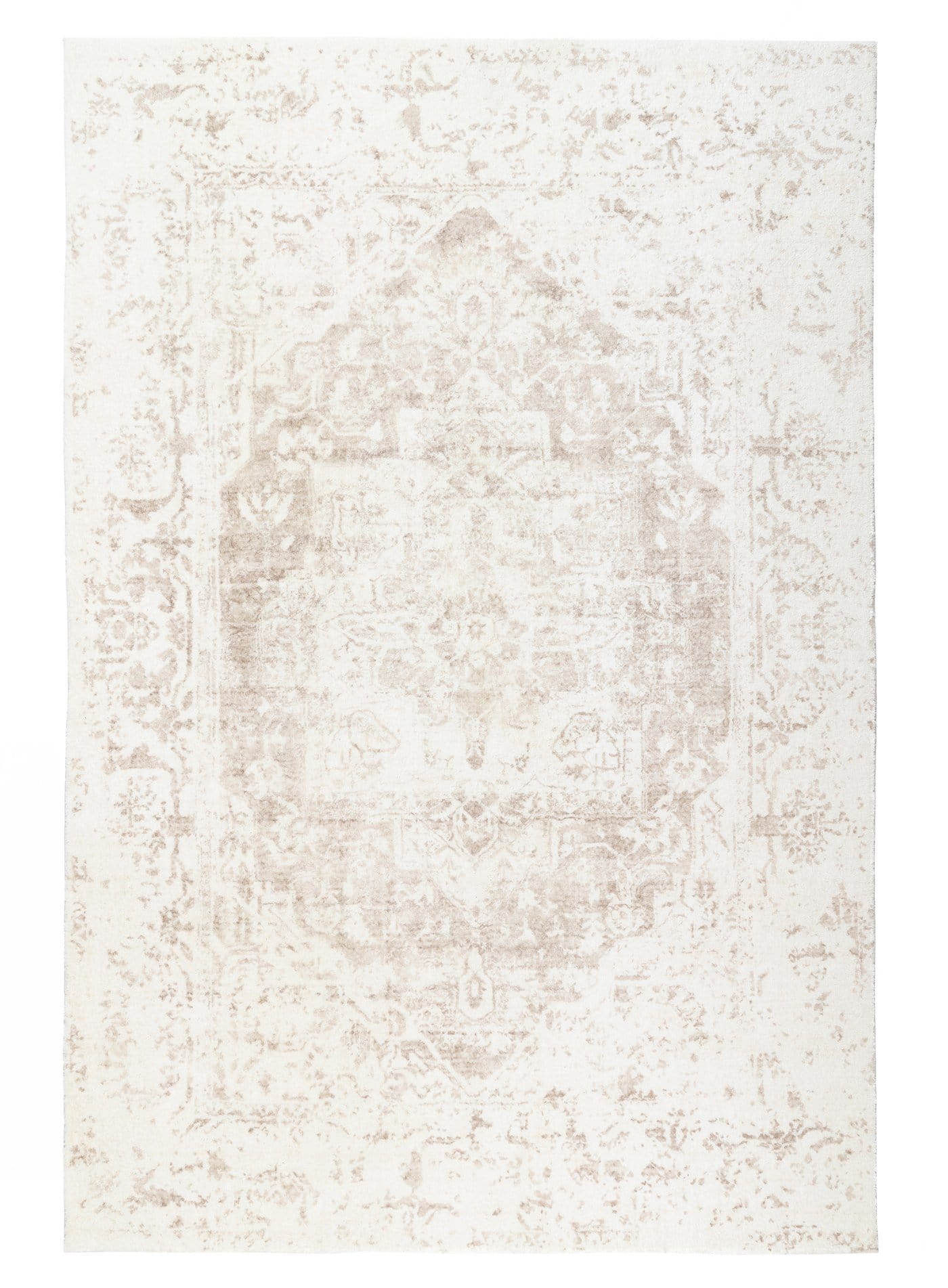 Cabanela Cream and Beige Distressed Washable Rug