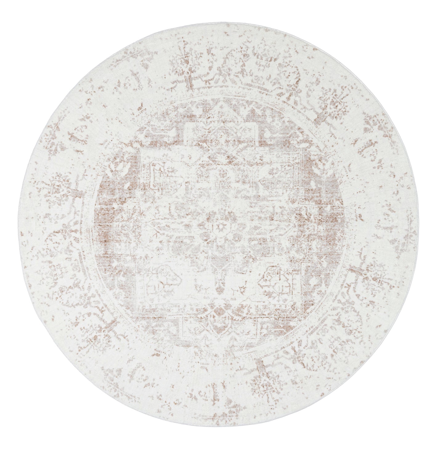 Cabanela Cream and Beige Washable Round Rug