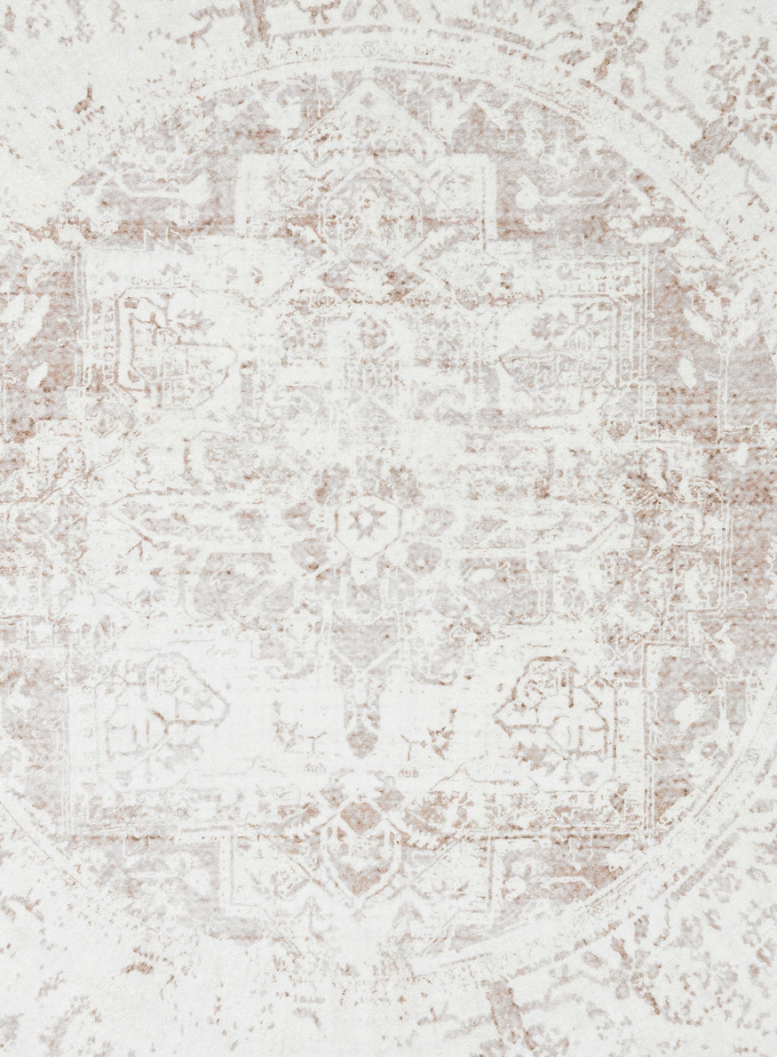 Cabanela Cream and Beige Washable Round Rug