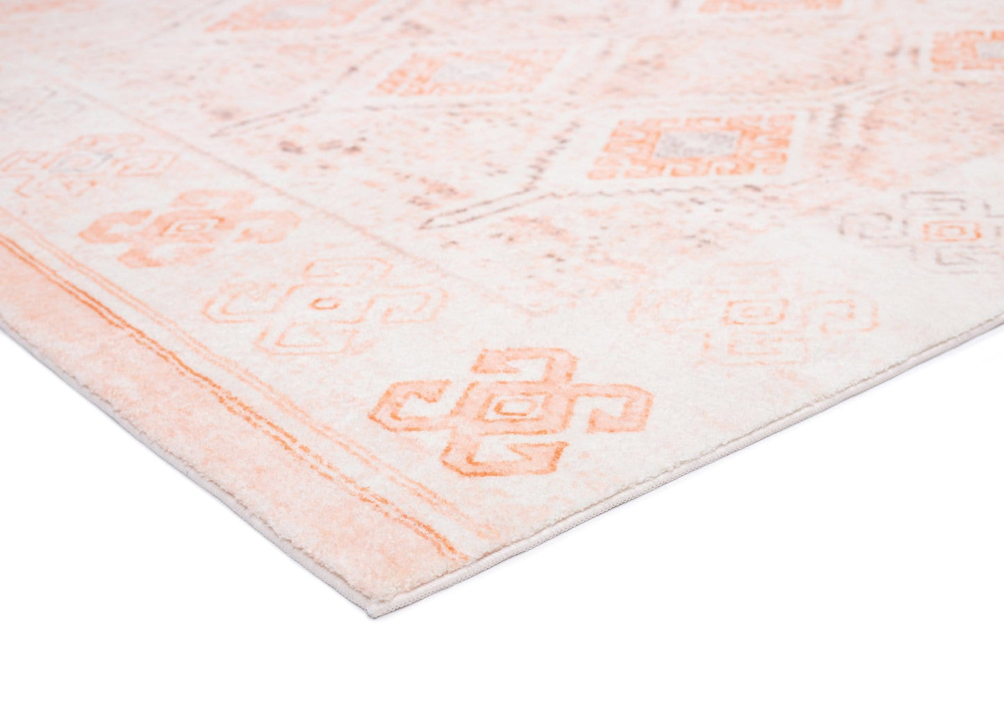 Caitlin Orange and Peach Tribal Pattern Washable Rug