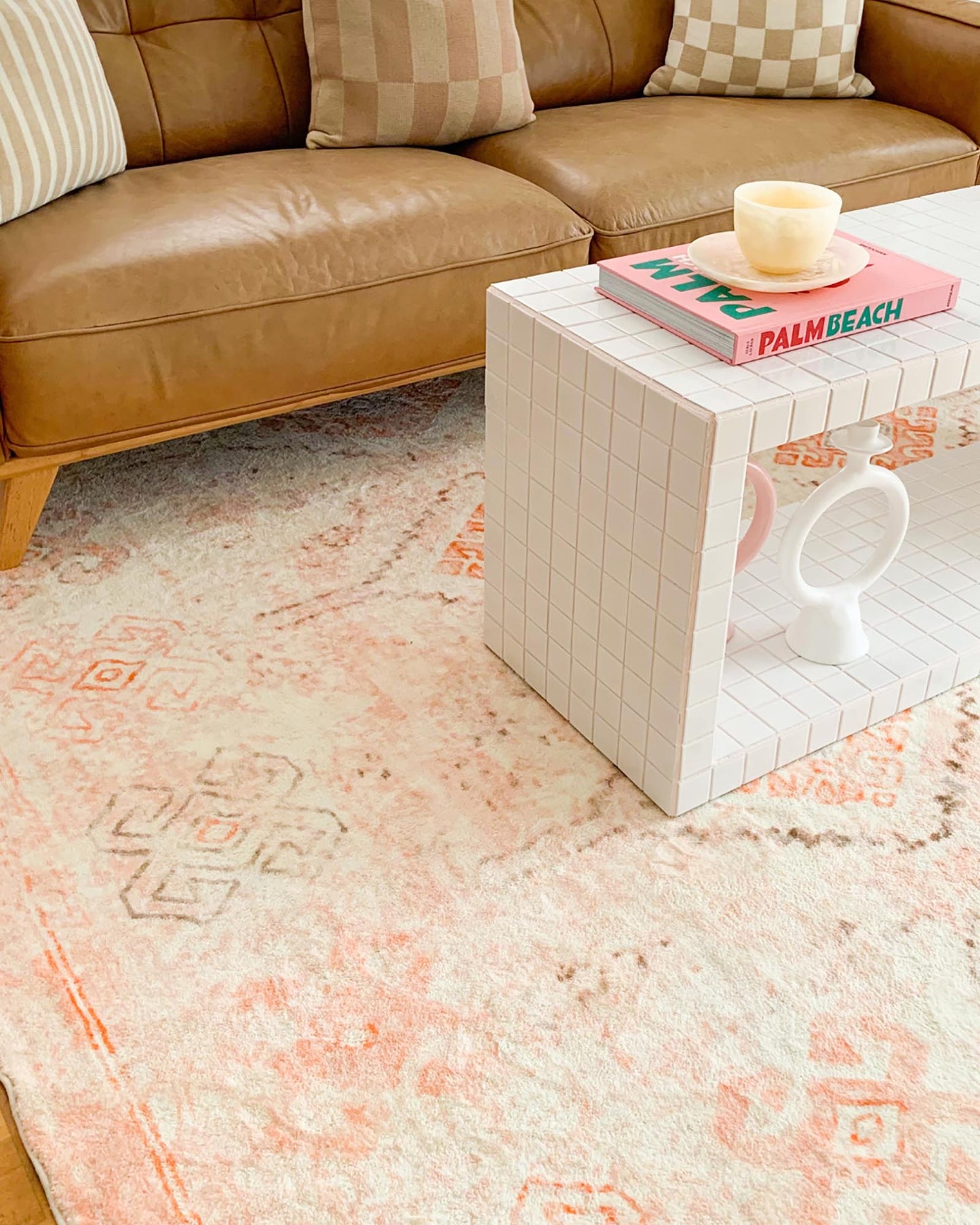 Caitlin Orange and Peach Tribal Pattern Washable Rug