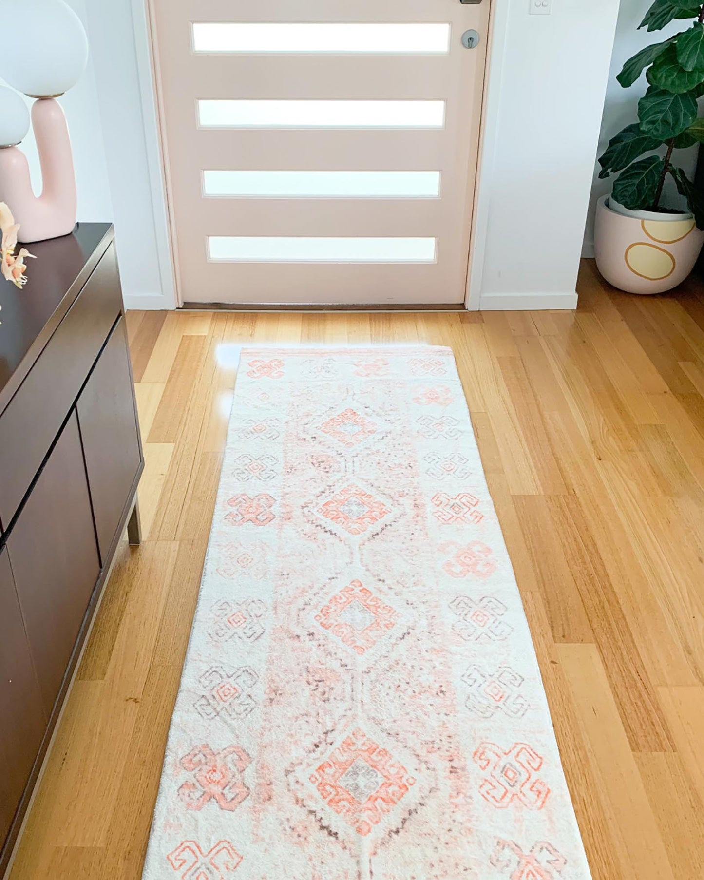 Saffron Mustard Brown Palm Tree Cotton Washable Rug