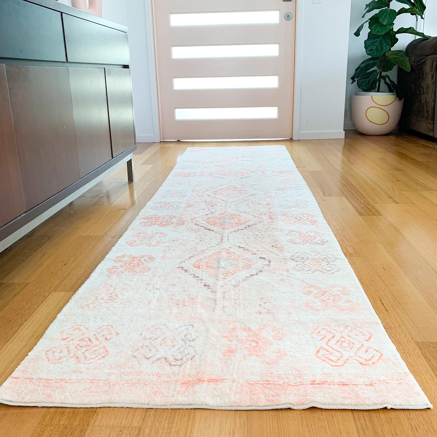 Saffron Mustard Brown Palm Tree Cotton Washable Rug