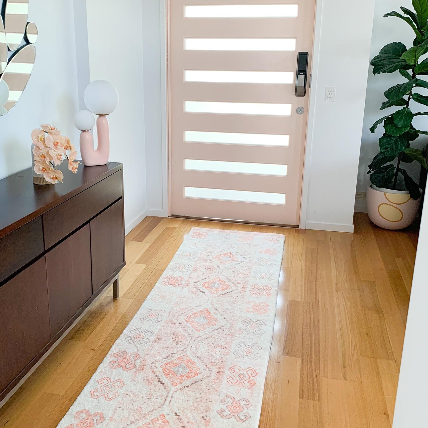 Saffron Mustard Brown Palm Tree Cotton Washable Rug