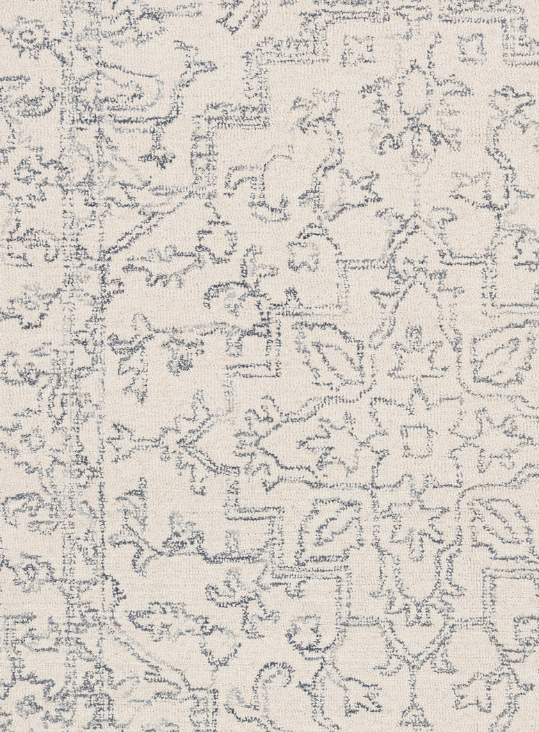 Capella Ivory Grey Medallion Tufted Wool Rug