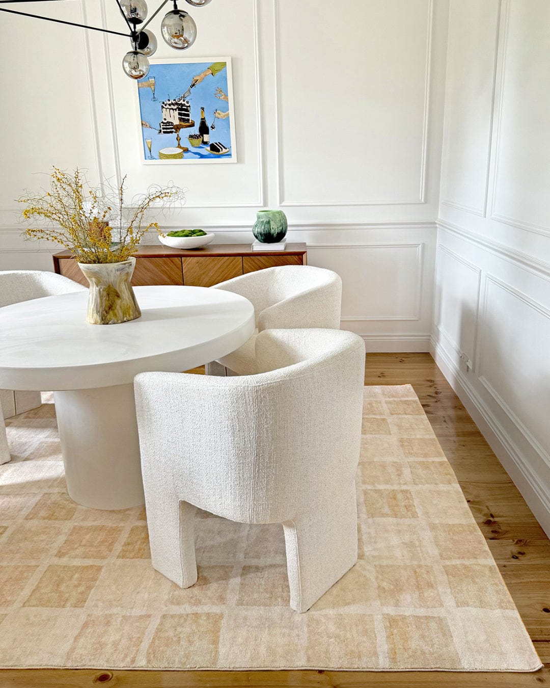 Caspia Beige Brown Checkered Washable Rug