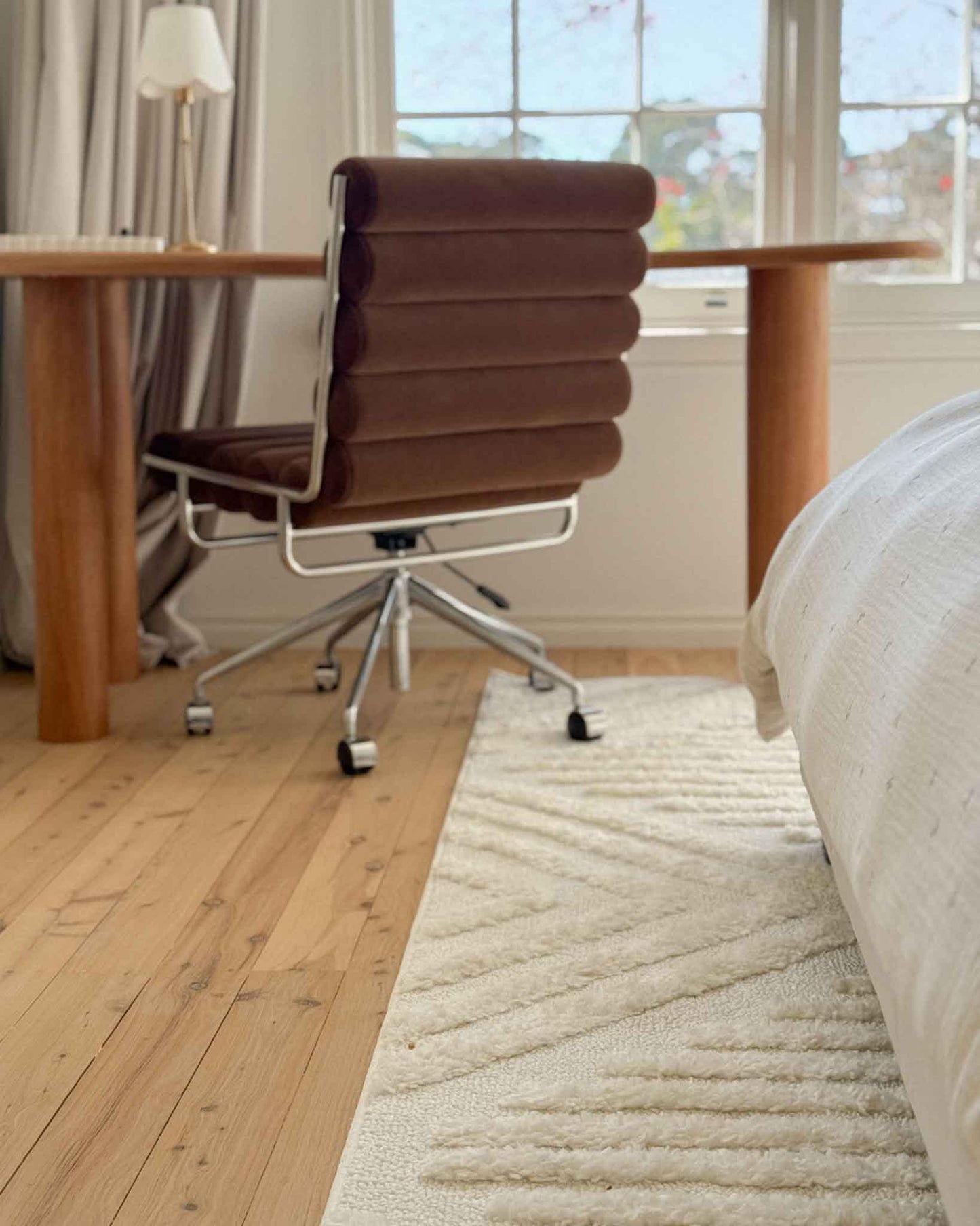 Catriona Ivory Cream Geometric Textured Rug