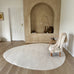 Clara Neutral Cream Irregular Round Washable Rug