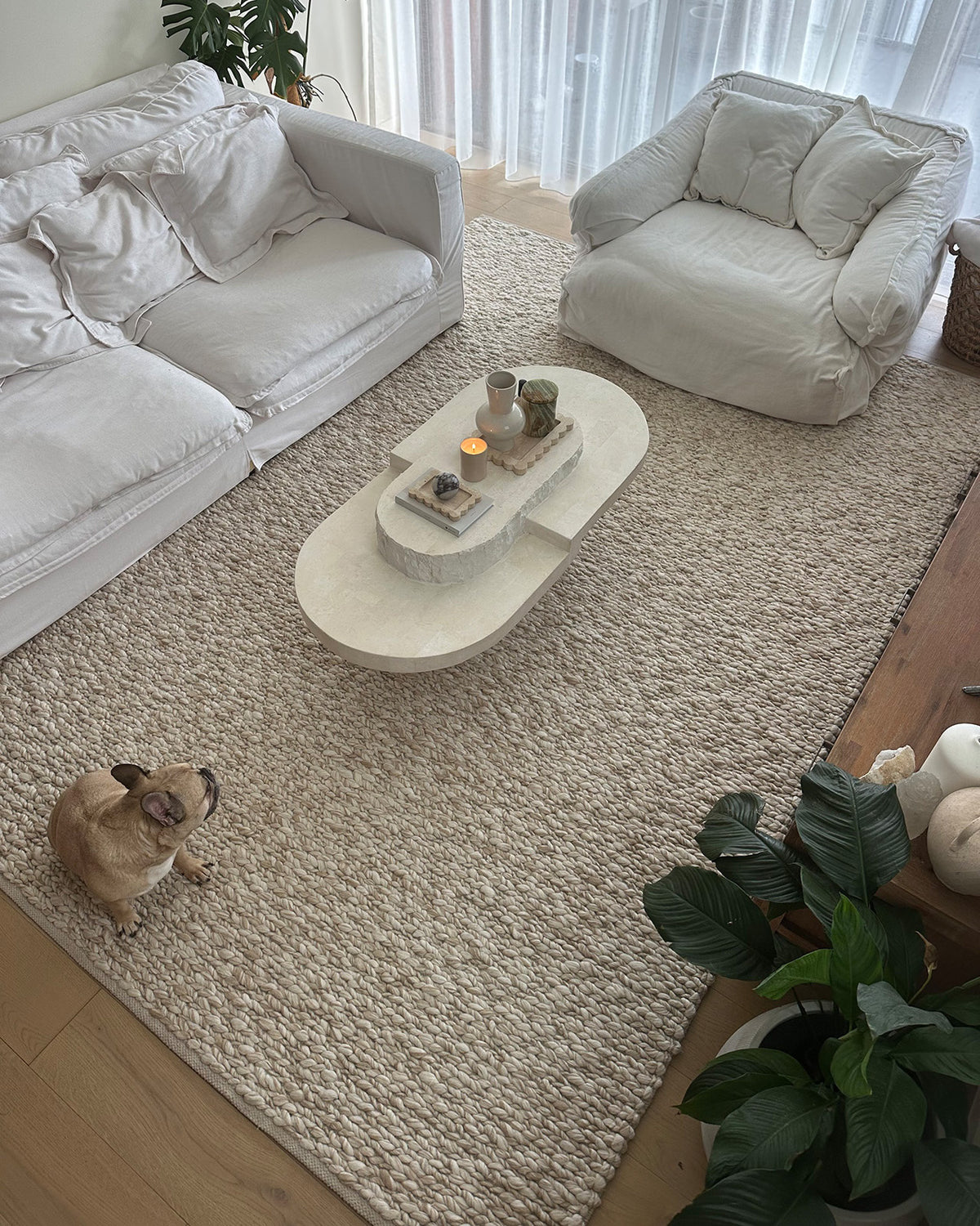 Hooga Colette Rug Colette Cream and Beige Marbled Wool Rug