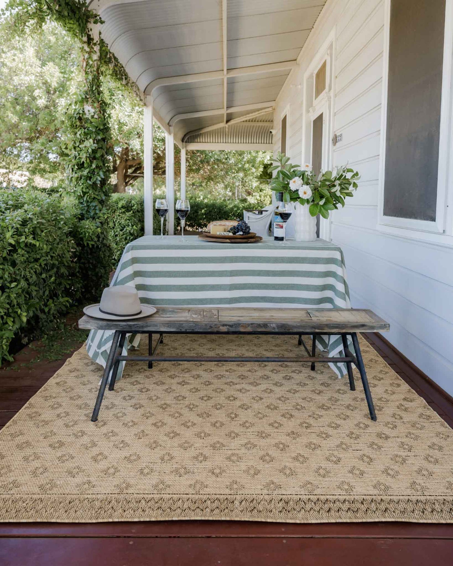 Cove Sand Nude and Ash Medallion Indoor Outdoor Rug