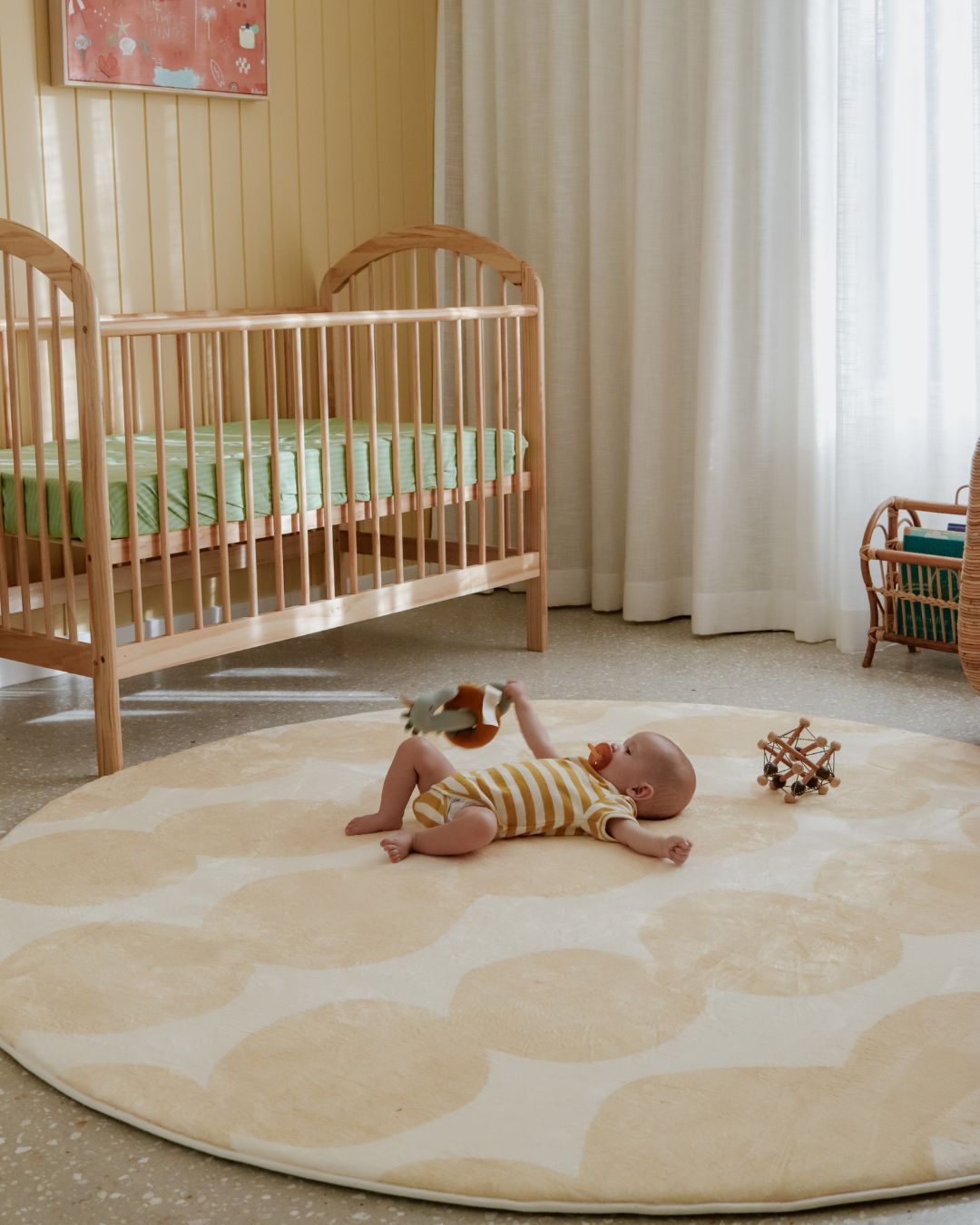 Cree Yellow and Beige Abstract Rollie Pollie Round Playmat