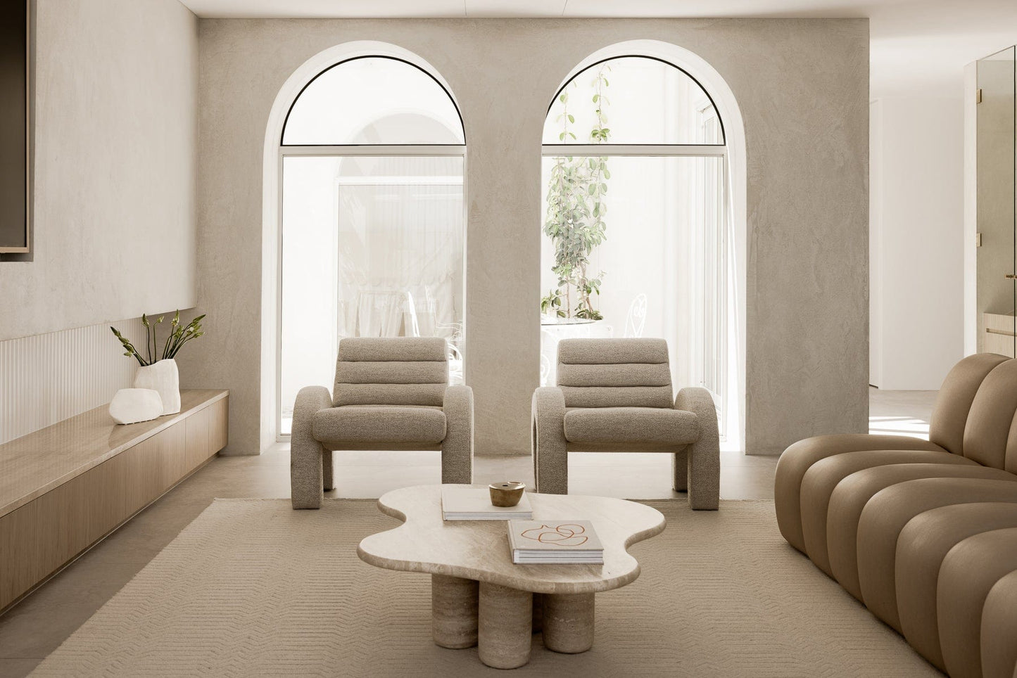 Cualli Ivory Cream Textured Rug