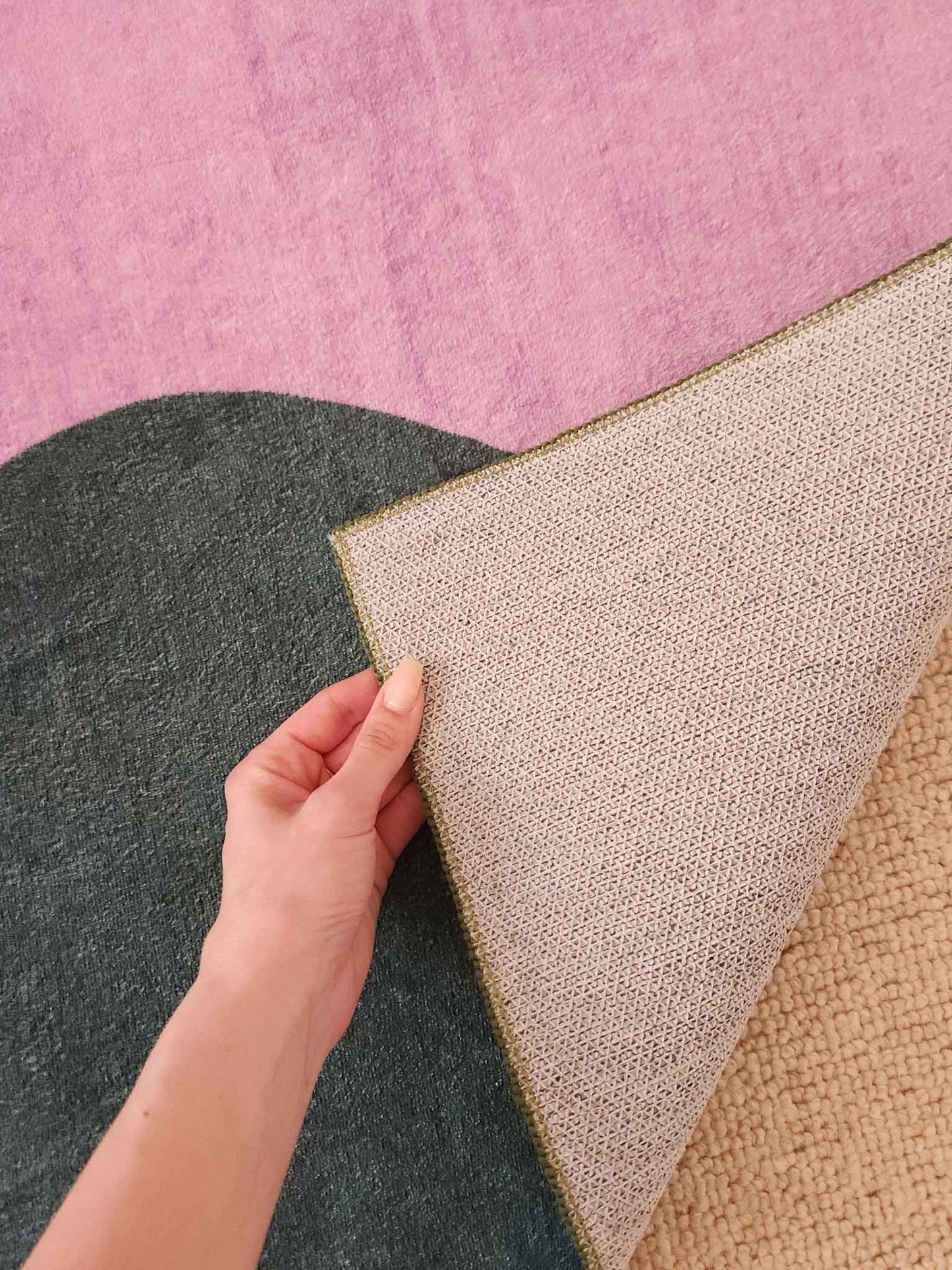 Cuenca Green and Purple Wave Washable Rug