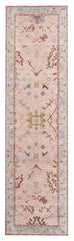 Dakota Blue and Pink Bordered Floral Runner Rug