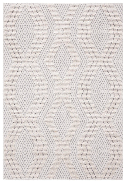 Dayna Ivory and Grey Textured Diamond Tribal Rug