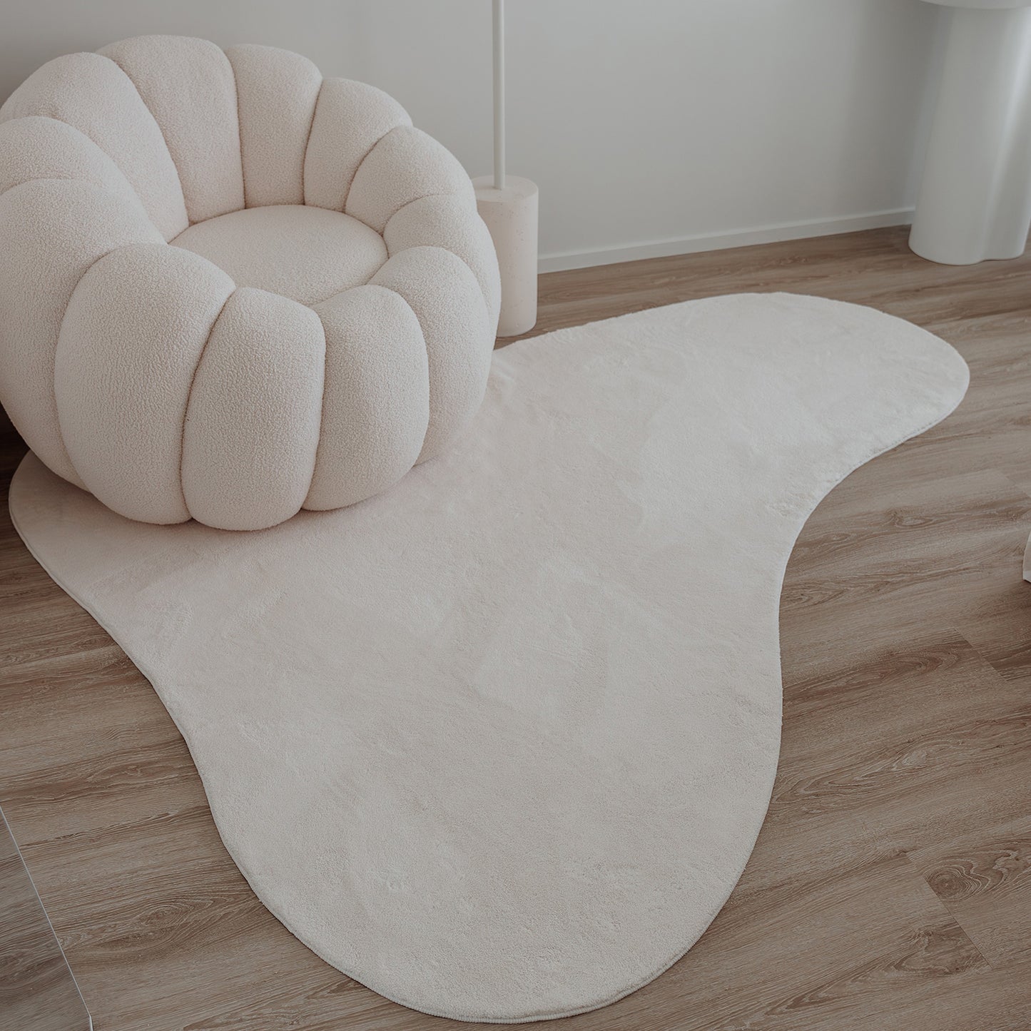 Demi Neutral Cream Irregular Shape Washable Rug