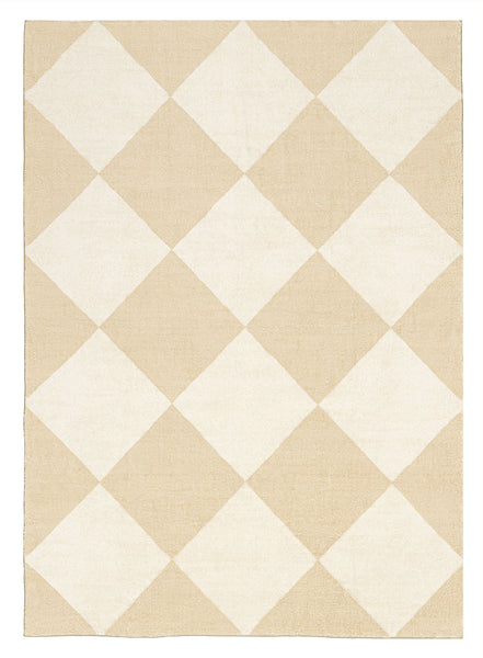 Doutzen Beige Cream Checkered Washable Rug