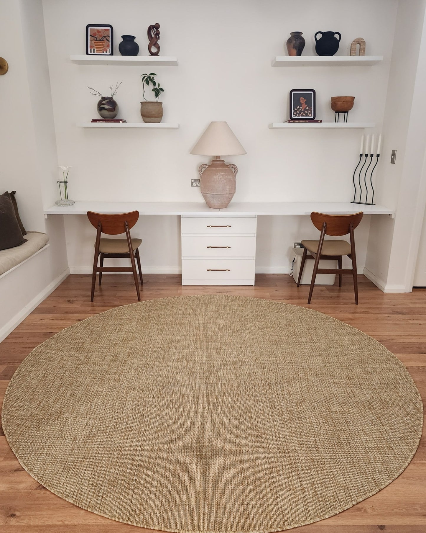 Dune Natural Beige Woven Indoor Outdoor Round Rug