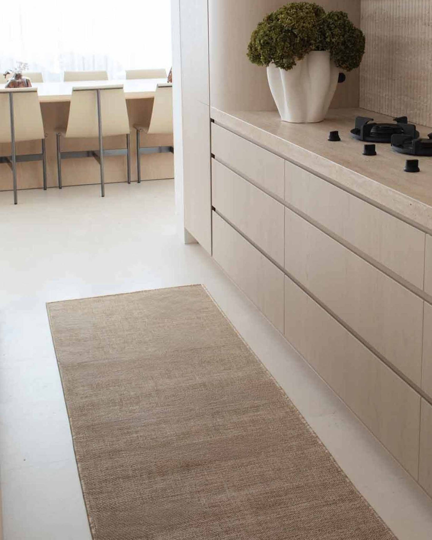 Dune Natural Beige Woven Indoor Outdoor Runner Rug