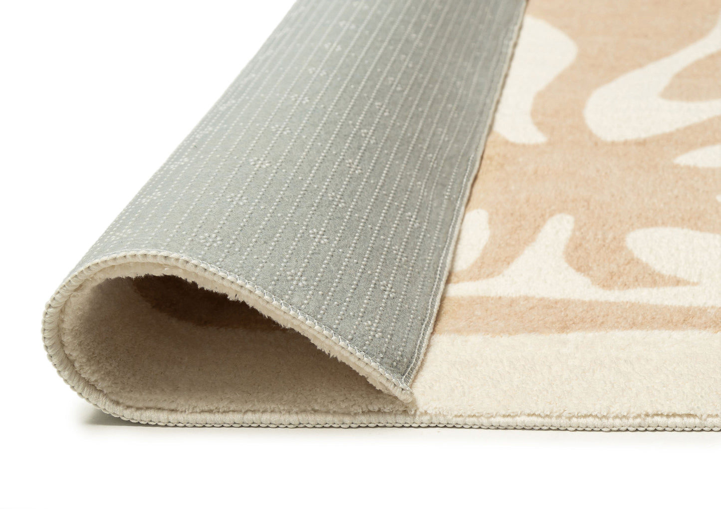Edna Beige Cream Waves and Palms Washable Rug