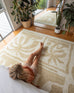 Edna Beige Cream Waves and Palms Washable Rug