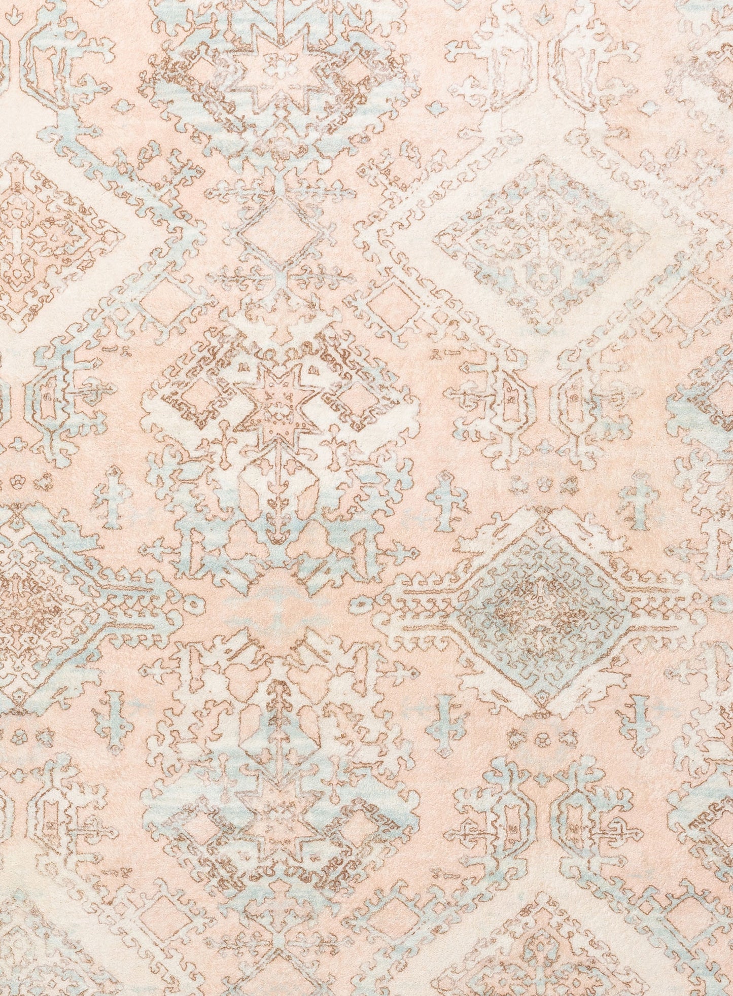 Edwina Peach and Blue Washable Round Rug