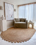 Ejiya Natural Brown Scalloped Jute Oval Rug