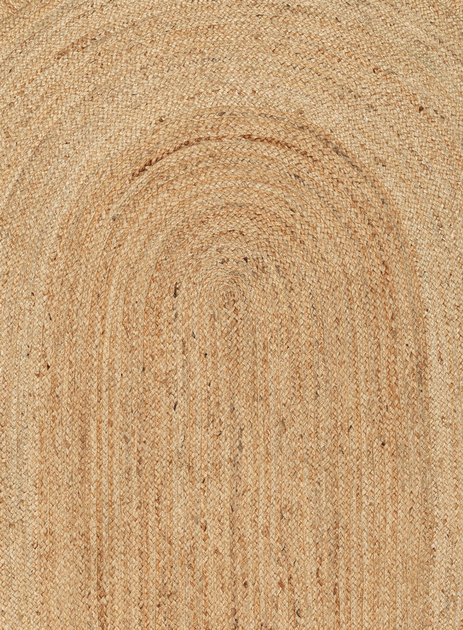 Ejiya Natural Brown Scalloped Jute Oval Rug