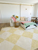 Ellis Yellow Cream Checkered Washable Rug