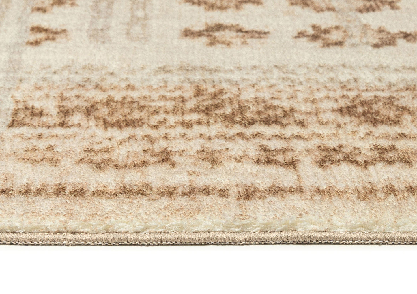 Ellora Brown Beige Tribal Boho Pattern Washable Rug