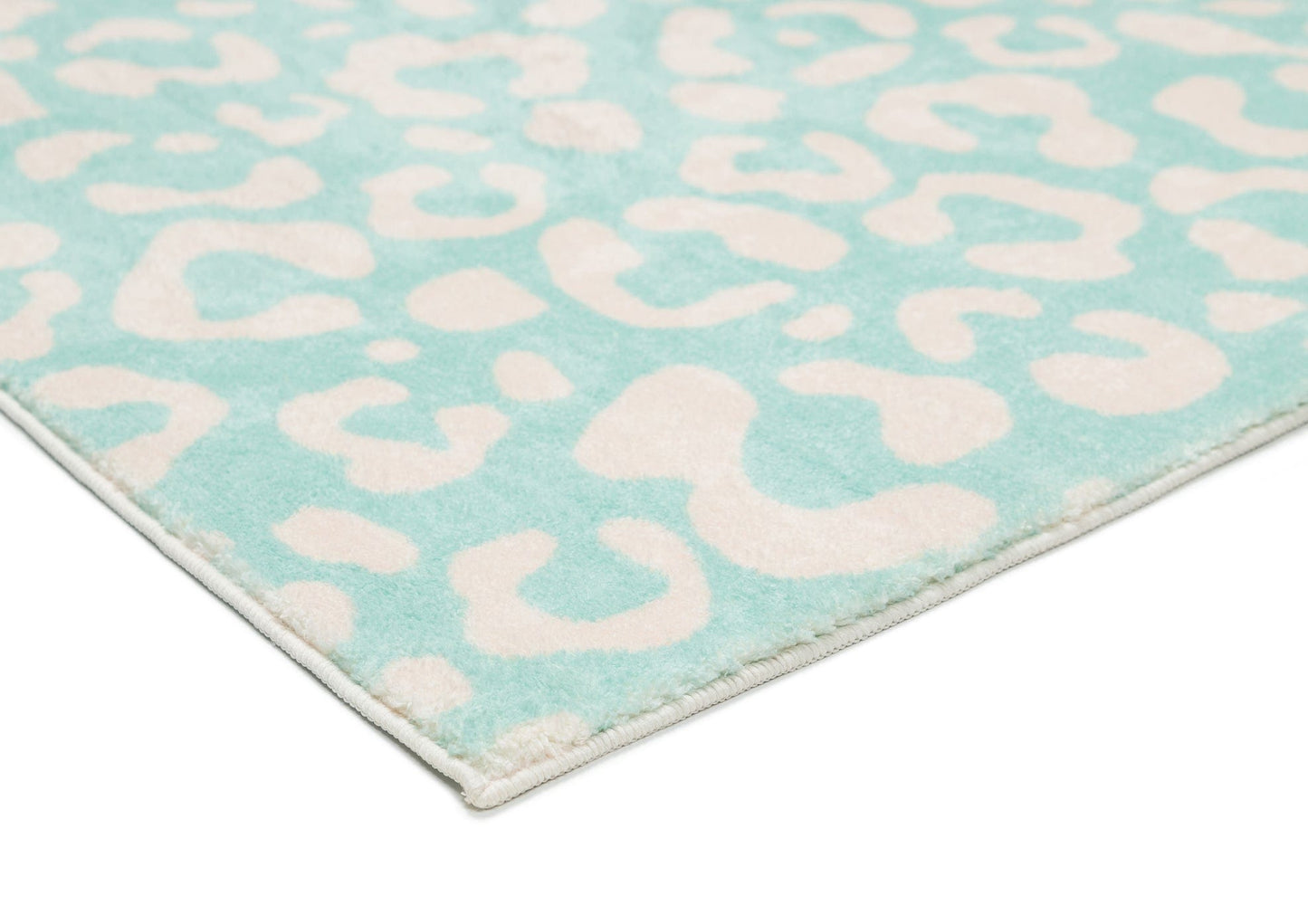 Esmeralda Pink and  Mint Green Leopard Print Washable Rug