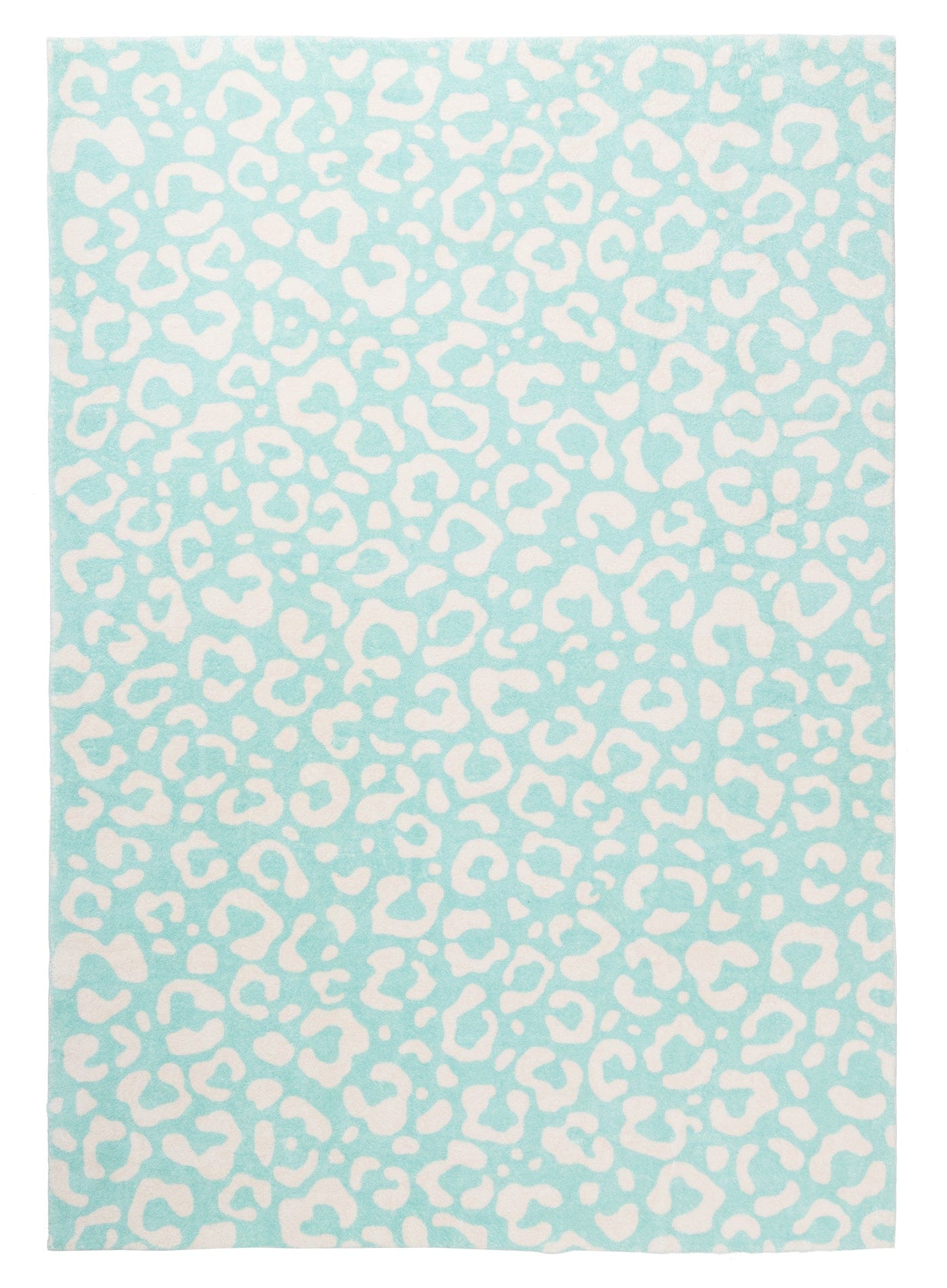 Esmeralda Pink and  Mint Green Leopard Print Washable Rug
