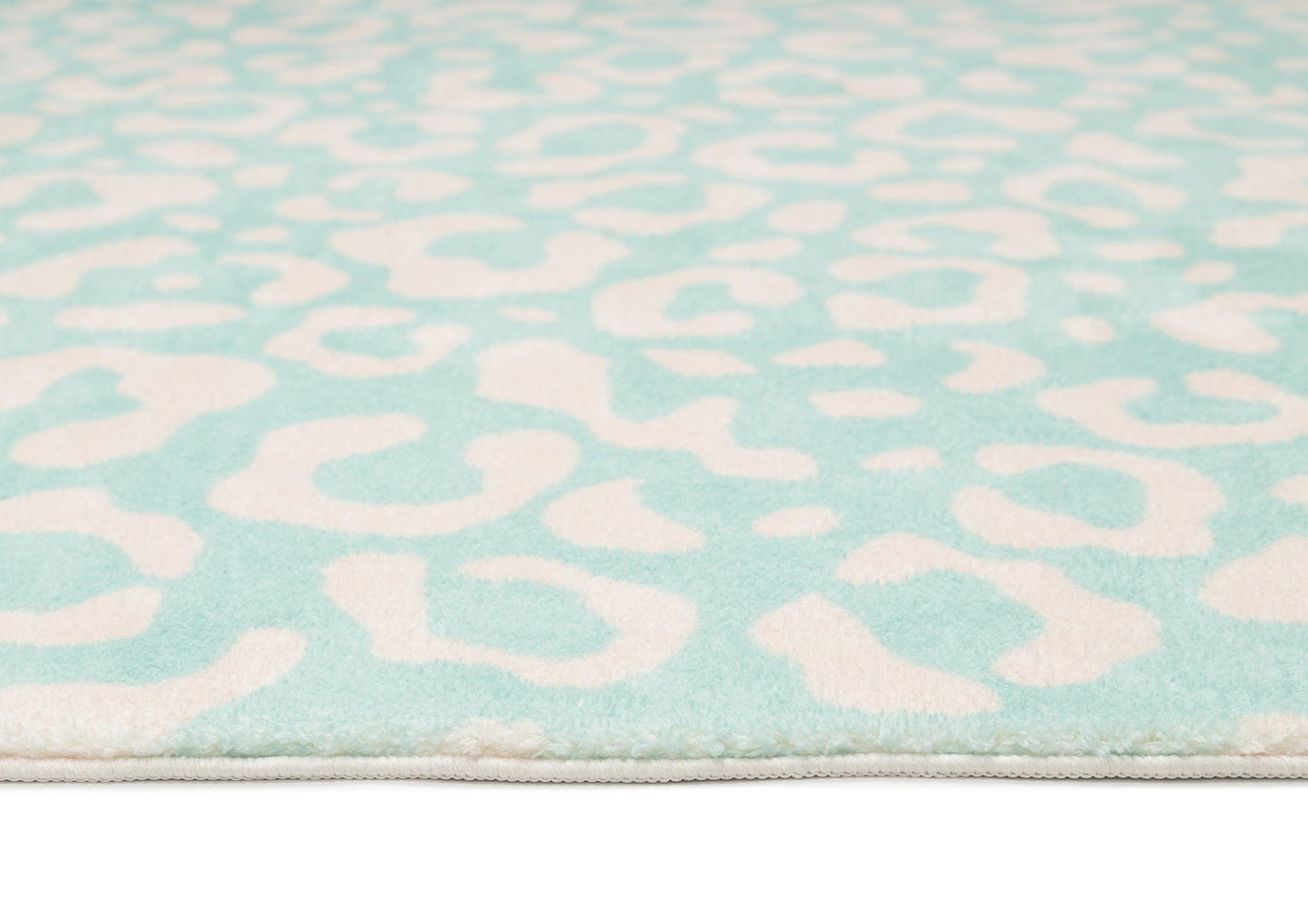 Esmeralda Pink and  Mint Green Leopard Print Washable Rug