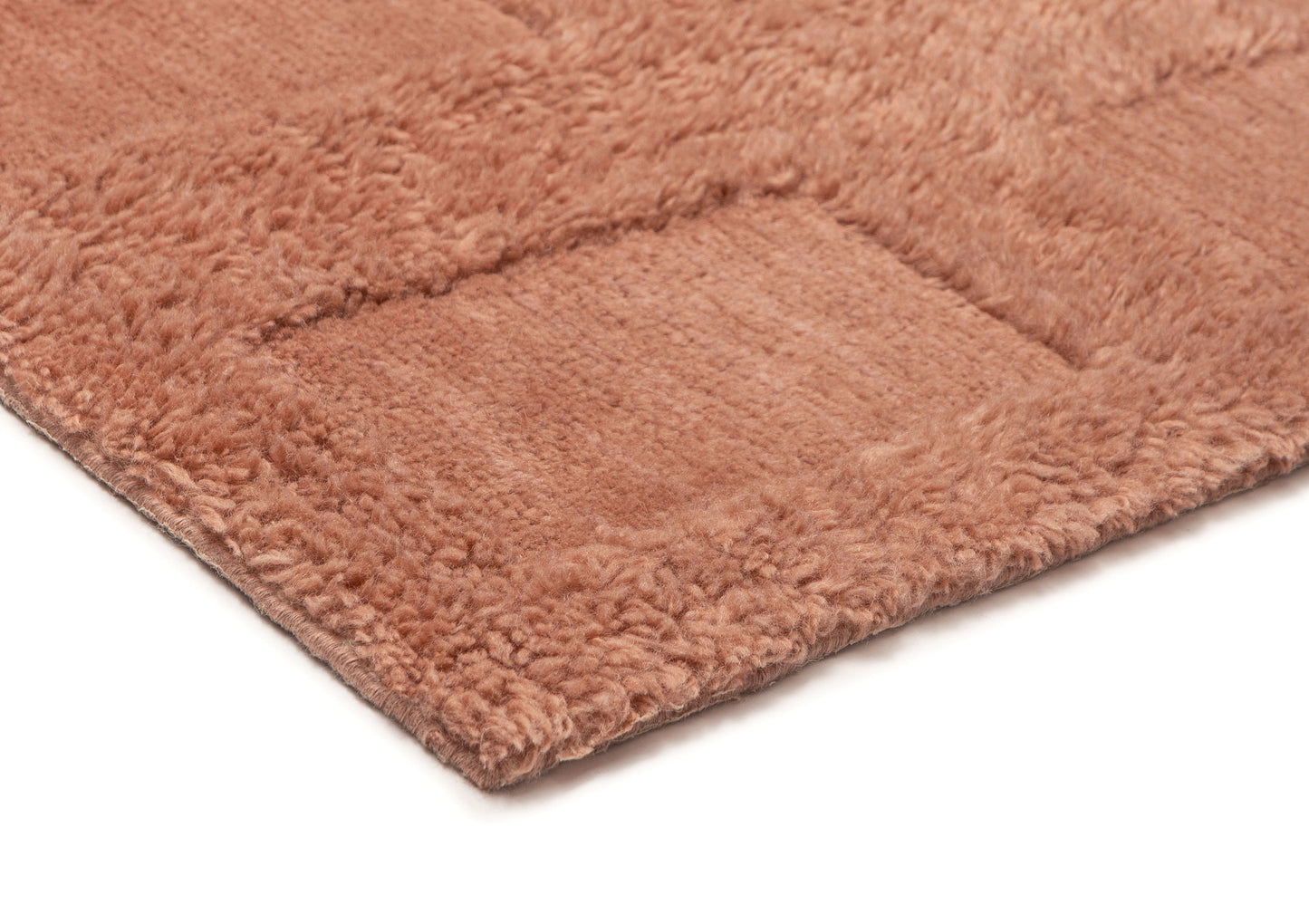 Estella Pink Geometric Wool Shag Rug