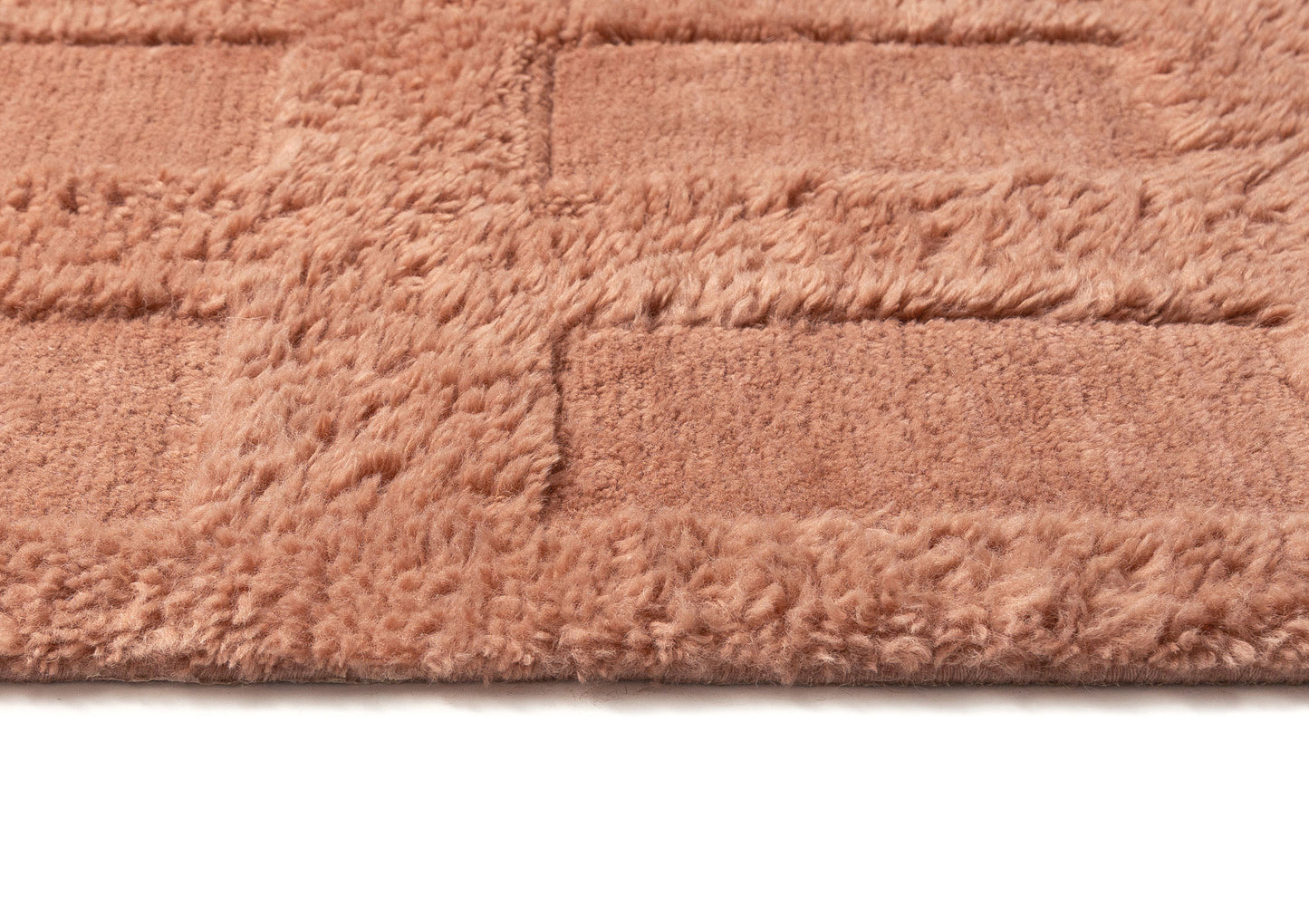 Estella Pink Geometric Wool Shag Rug