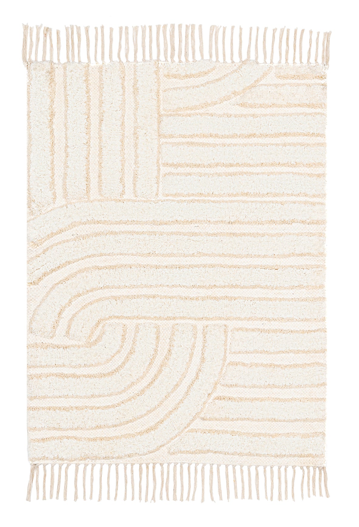 Etta Ivory Geometric Washable Bath Mat