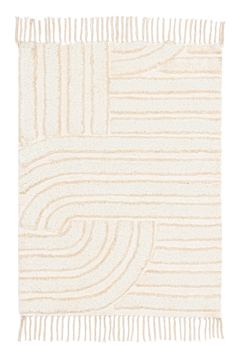 Etta Ivory Geometric Washable Bath Mat