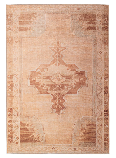 Feliza Cream and Rust Medallion Washable Rug