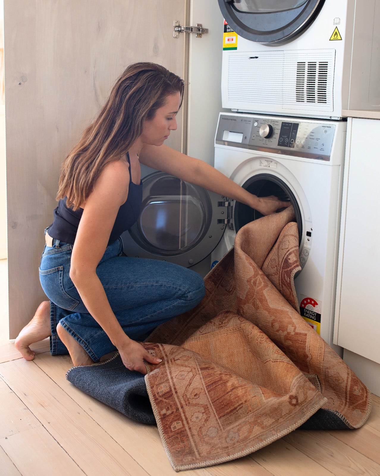 Feliza Cream and Rust Medallion Washable Runner Rug