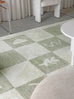 Florenda Green and Cream Checkered Washable Rug