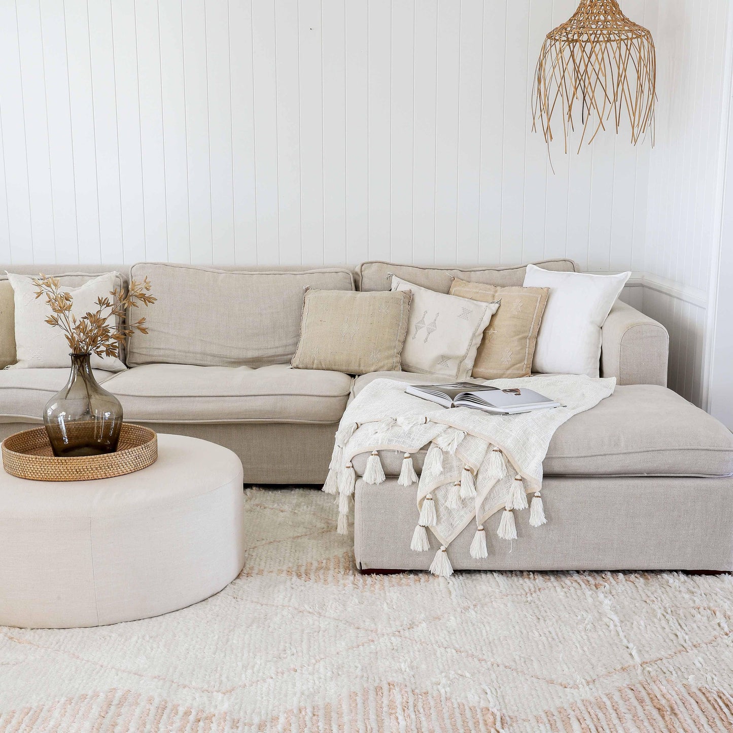 Frankie Ivory and Beige Tribal P.E.T Rug