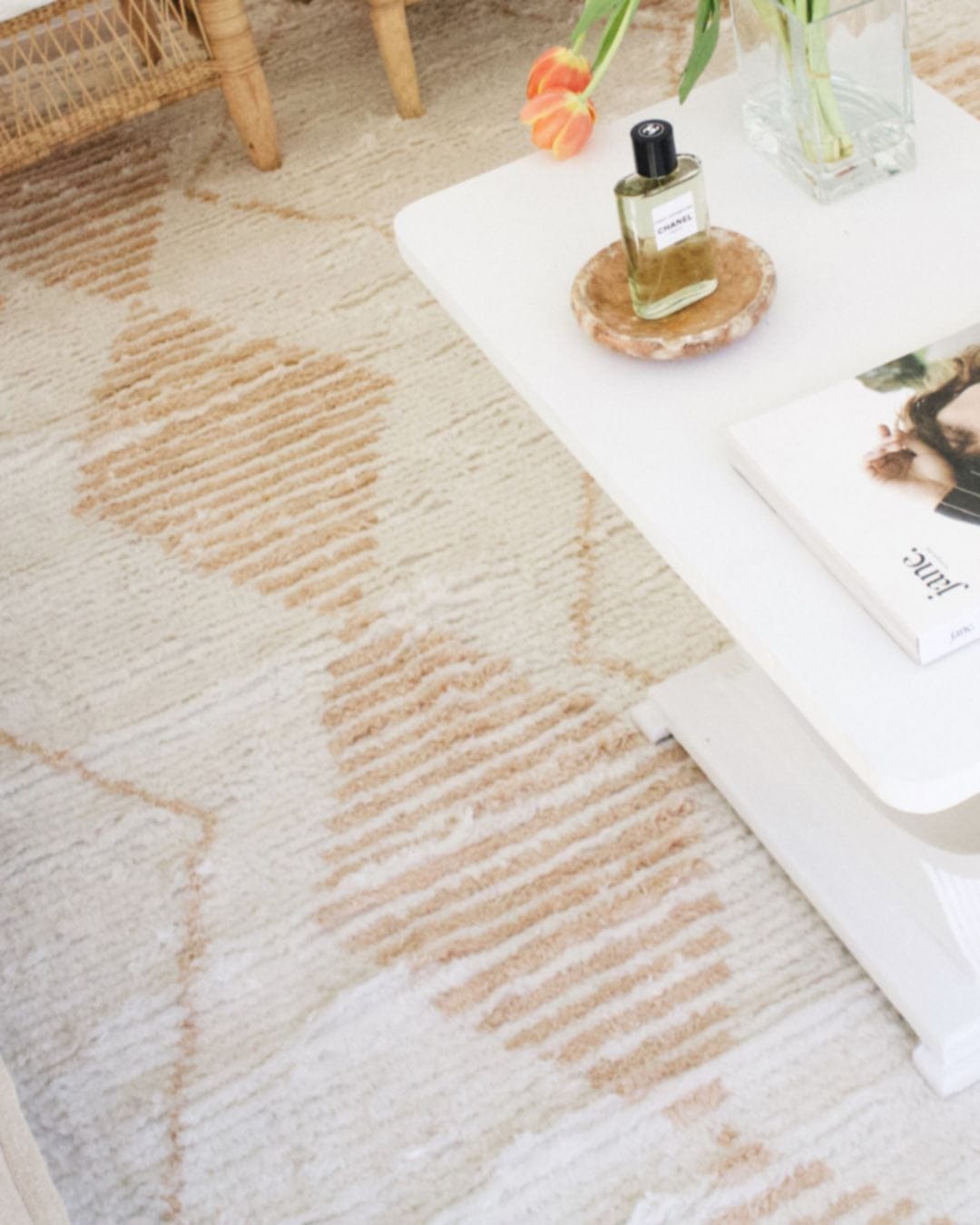 Frankie Ivory and Beige Tribal P.E.T Rug