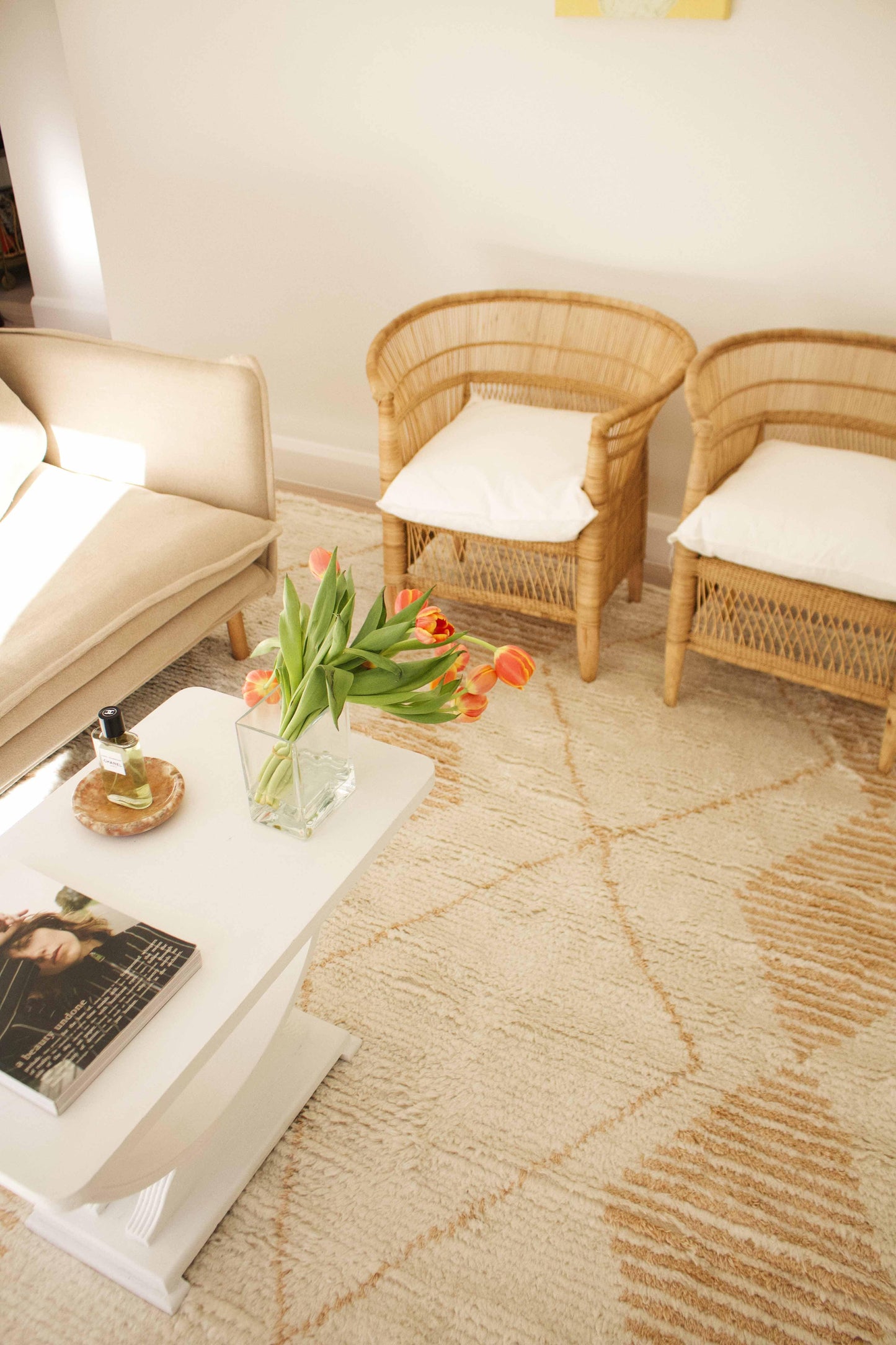 Frankie Ivory and Beige Tribal P.E.T Rug