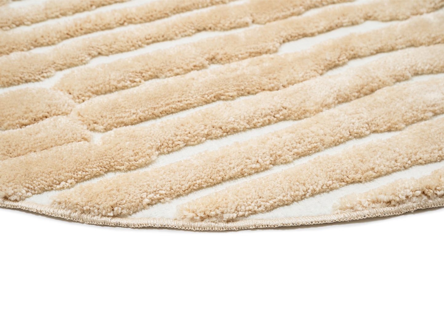 Fritzie Champagne Abstract Striped Round Rug