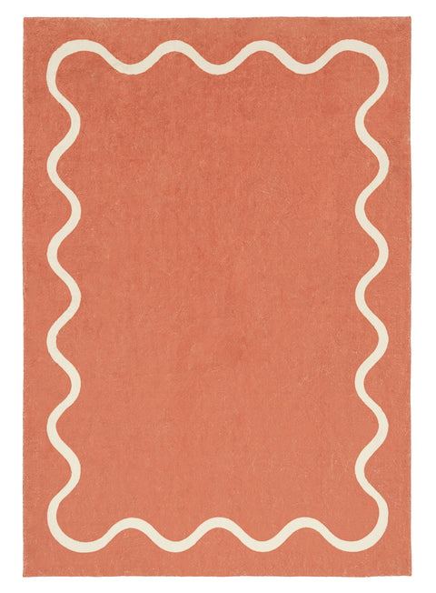 Gertrude Pink and Cream Wiggle Bordered Washable Rug