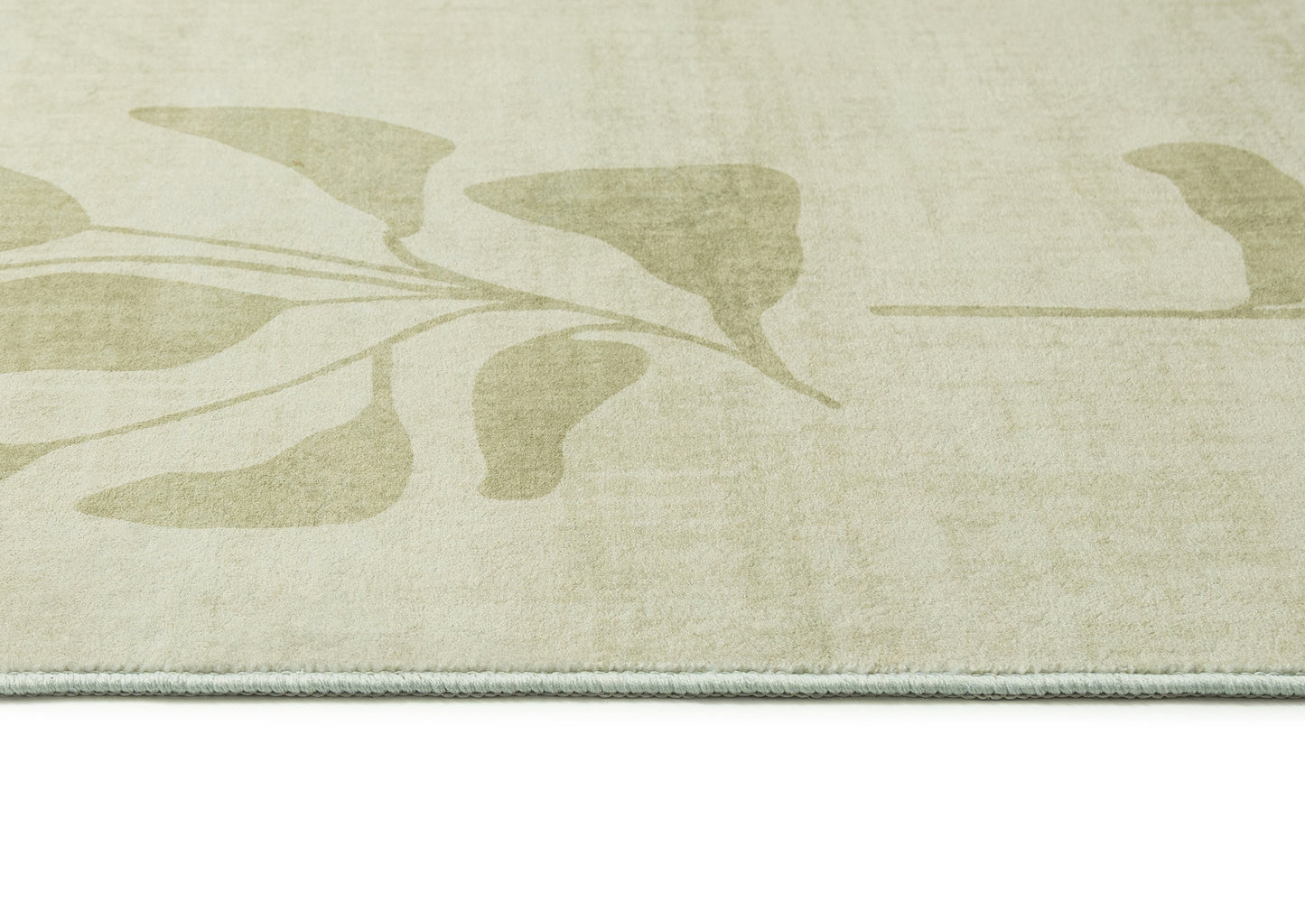 Glaiza Green Botanical Border Washable Rug