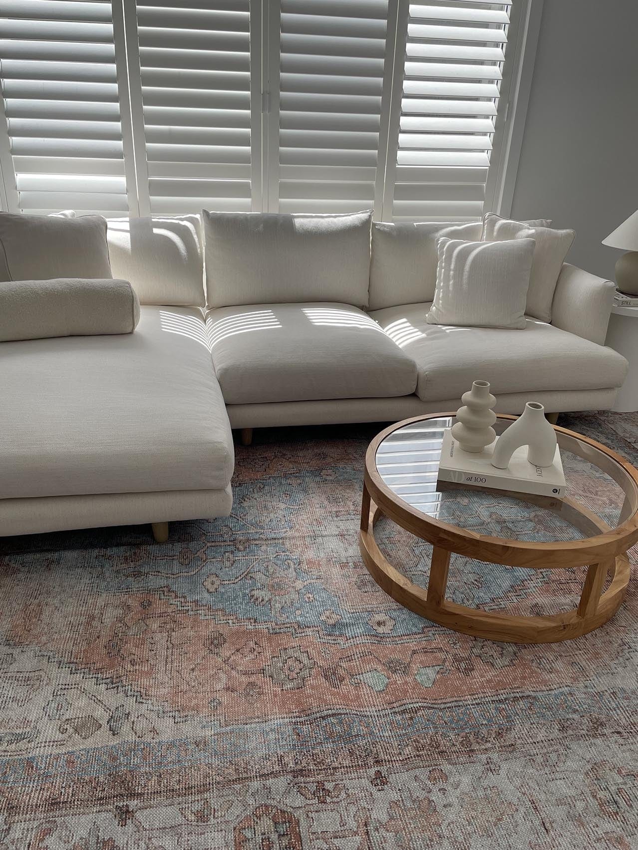 Halima Orange and Blue Traditional Distressed Washable Rug
