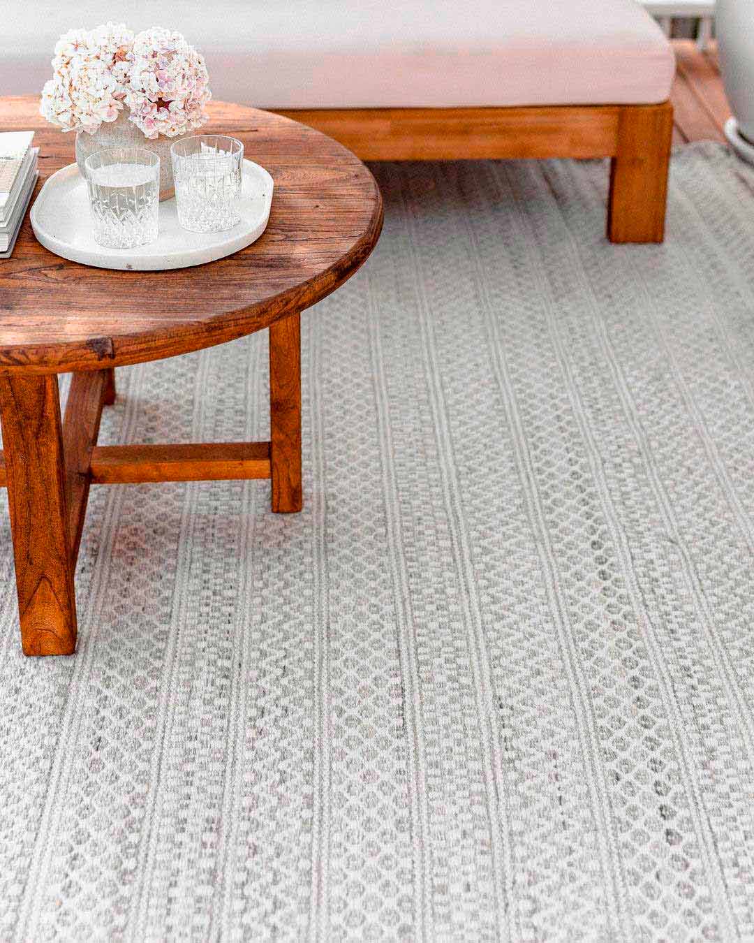 Hazel Cream and Grey Indoor Outdoor P.E.T Rug