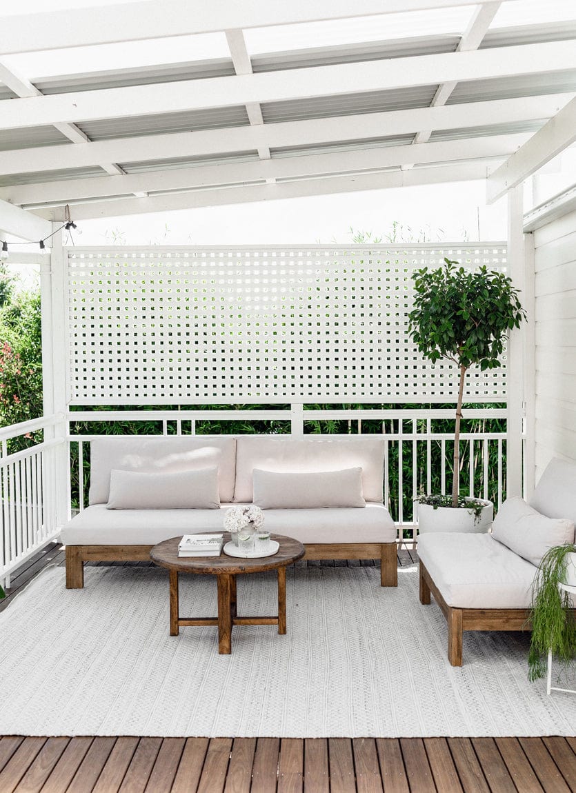 Hazel Cream and Grey Indoor Outdoor P.E.T Rug