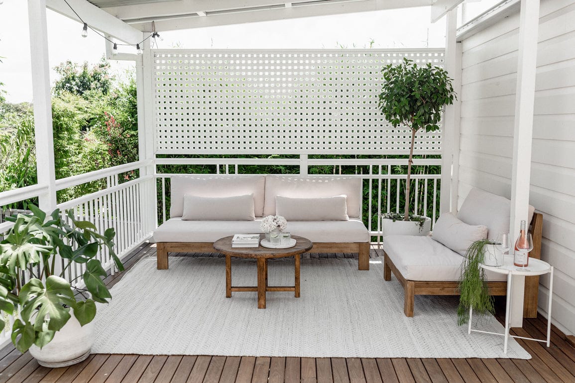 Hazel Cream and Grey Indoor Outdoor P.E.T Rug